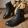 2024 Elegance Charm Leather Men Shoes Winter Boots Buckle with Lace up Fashion Mens Shoes