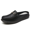 2024 Delicate Luxury Fashion Comfort Casual Women Shoes Semi Slippers Closed Toe Hollow out Metal Buckle Slip on Loafers Lady Woman Shoe Female Footwear