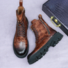 Latest British Design Leather Casual Shoes for Men Boots Luxury Lace up High Heels Mens Winter Boot Shoe