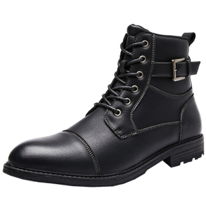 2024 Elegance Charm Leather Men Shoes Winter Boots Buckle with Lace up Fashion Mens Shoes